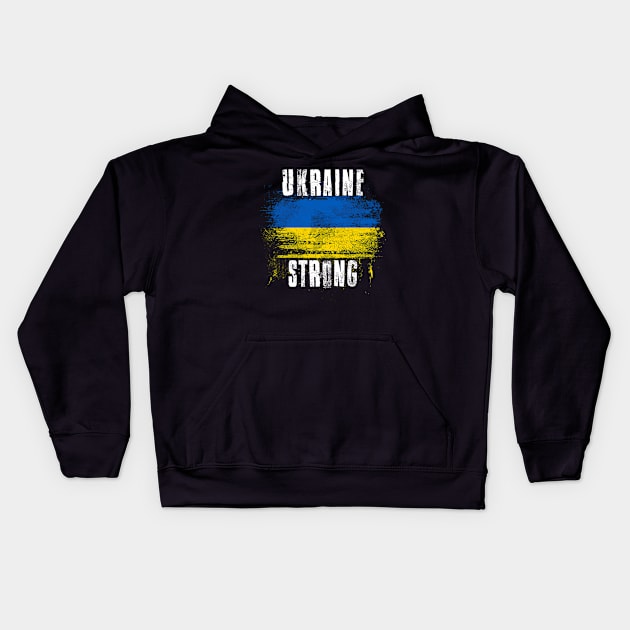 Ukraine Strong Distressed Graffiti Flag Kids Hoodie by Family Heritage Gifts